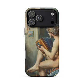 Male Nude with Accordion - Julien Renevier Iphone Case 17 Pro Max / Matte Iphone 12 Pro Max Case Classical Painting Design Julien Renevier,