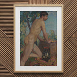 Männlicher Akt vor dem Hintergrund eines Obstgartens - Weiss Wojciech Kunstdruck / Leinwand, 20x30’’ / 51x76cm / Naturrahmen / Passepartout, Poster, Drucke &