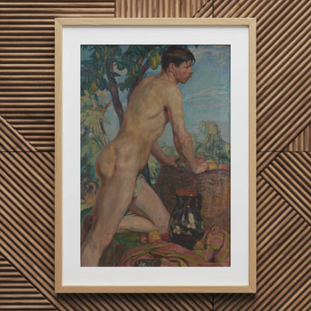 Männlicher Akt vor dem Hintergrund eines Obstgartens - Weiss Wojciech Kunstdruck / Leinwand, 20x30’’ / 51x76cm / Naturrahmen / Passepartout, Poster, Drucke &
