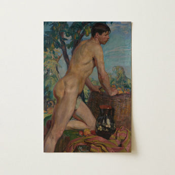 Male Nude Against Background of Orchard - Weiss Wojciech Art Print / Canvas, 12x18’’ / 31x46cm / Unframed / no Border, Posters Prints &