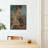 Male Nude Against Background of Orchard - Weiss Wojciech Art Print / Canvas Framed Painting Figure Outdoor Earthy Tones Stages, Body