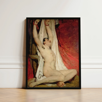 Male Nude Arms Upstretched - William Etty Art Print / Canvas Black-framed Reproduction Painting Lovers John Singer Sargent Gay, Powerful