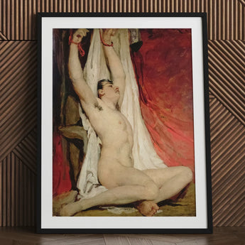 Male Nude Arms Upstretched - William Etty Art Print / Canvas Black-framed Classical Figure Dynamic Gay, Powerful Tableau Prints