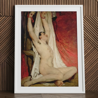 Male Nude Arms Upstretched - William Etty Art Print / Canvas Framed Reproduction Classical Painting Nude Male Figure Arms William Etty Gay,