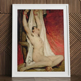 Male Nude Arms Upstretched - William Etty Art Print / Canvas Framed Reproduction Classical Painting Figure Gay, Powerful Tableau Prints