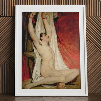 Male Nude Arms Upstretched - William Etty Art Print / Canvas Framed Reproduction Classical Painting Figure Gay, Powerful Tableau Prints