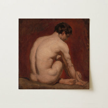 Male Nude from the Back - William Etty Art Print / Canvas, 12x12’’ / 31x31cm / Unframed / no Border, Posters Prints & Visual Artwork, Toby