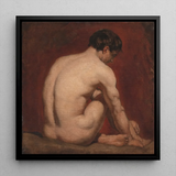 Male Nude from the Back - William Etty Art Print / Canvas Black-framed Square Canvas Classical Oil Painting Nude Male William Etty’s Nude,