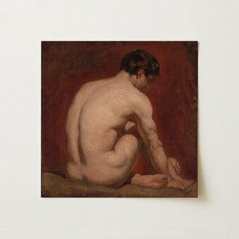 Male Nude from the Back - William Etty Art Print / Canvas Square Oil Painting Nude Male Figure Pose Deep William Etty’s Nude, Etty Gay, Gay