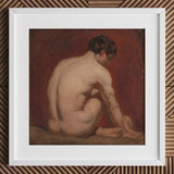 Male Nude from the Back - William Etty Art Print / Canvas White-framed Oil Painting Figure Pose Deep Etty’s, Gay, Prints