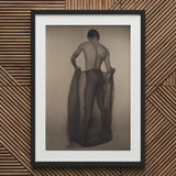 Male Nude Draped in Vetti - Lionel Wendt Queer Art Print / Canvas Black-framed Sepia-toned Photograph Man Profile Fabric, Cultural Drapery