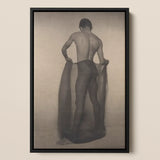 Male Nude Draped in Vetti - Lionel Wendt Queer Art Print / Canvas Black-framed Black-and-white Photographic Man Minimalist Studio, Cultural