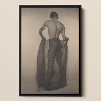 Male Nude Draped in Vetti - Lionel Wendt Queer Art Print / Canvas Black-framed Black-and-white Photographic Man Minimalist Studio, Cultural