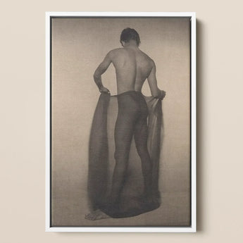 Male Nude Draped in Vetti - Lionel Wendt Queer Art Print / Canvas Black-and-white Framed Photograph Man Profile Fabric, Cultural Drapery