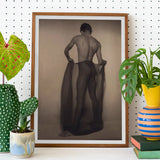 Male Nude Draped in Vetti - Lionel Wendt Queer Art Print / Canvas Framed Black White Photograph View Figure Fabric, Cultural Drapery Prints