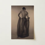 Male Nude Draped in Vetti - Lionel Wendt Queer Art Print / Canvas Sepia-toned Painting Muscular Man Dark Fabric Drapes Legs, Cultural