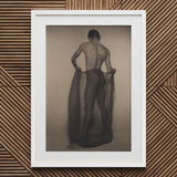Male Nude Draped in Vetti - Lionel Wendt Queer Art Print / Canvas White-framed Black-and-white Muscular Man Dark Fabric, Cultural Drapery
