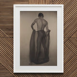 Male Nude Draped in Vetti - Lionel Wendt Queer Art Print / Canvas White-framed Black-and-white Muscular Man Dark Fabric, Cultural Drapery