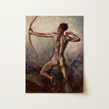 Male Nude with Drawn Bow - H. Willard Ortlip Art Print / Canvas, 12x16’’ / 31x41cm / Unframed / no Border, Posters Prints & Visual Artwork,
