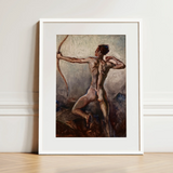 Male Nude with Drawn Bow - H. Willard Ortlip Art Print / Canvas, 12x16’’ / 31x41cm / White Frame / Matboard, Posters Prints & Visual