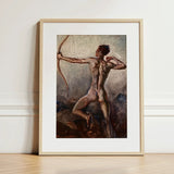 Male Nude with Drawn Bow - H. Willard Ortlip Art Print / Canvas Framed Painting Figure Dynamic Pose, Mythical Archer, Sculpted Flesh Prints