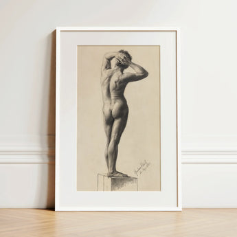Male Nude - Gustav Klimt Fine Art Print / Canvas, 12x18’’ / 31x46cm / White Frame / Matboard, Posters Prints & Visual Artwork, Toby Leon