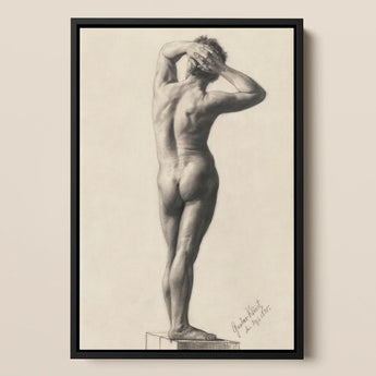 Male Nude - Gustav Klimt Fine Art Print / Canvas Black-framed Charcoal Figure Classical Pose, Prints