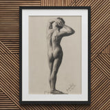 Male Nude - Gustav Klimt Fine Art Print / Canvas Black Framed Figure Beige Background, Prints