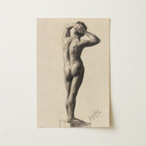Male Nude - Gustav Klimt Fine Art Print / Canvas Detailed Charcoal Sketch Cream-colored Paper Figure, Prints