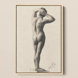 Male Nude - Gustav Klimt Fine Art Print / Canvas Framed Charcoal Sketch Figure Profile Rendered, Prints