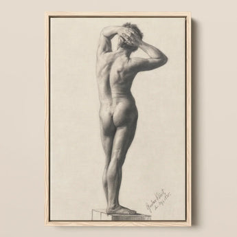 Male Nude - Gustav Klimt Fine Art Print / Canvas Framed Charcoal Sketch Figure Profile Rendered, Prints