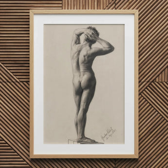Male Nude - Gustav Klimt Fine Art Print / Canvas Wooden Framed Charcoal Figure, Prints