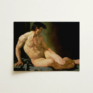 Male Nude - Joseph Galvan Fine Art Print / Canvas Classical Oil Painting Muscular Figure Pose, Umber Shadow Prints