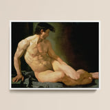 Male Nude - Joseph Galvan Fine Art Print / Canvas Framed Classical Painting Muscular Figure Pose, Umber Shadow Prints