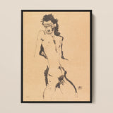 Male Nude Lithograph - Egon Schiele Art Print / Canvas, Egon Schiele Art, Hunger Pressed, Male Nude Lithograph