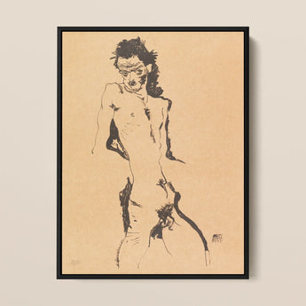 Male Nude Lithograph - Egon Schiele Art Print / Canvas, Egon Schiele Art, Hunger Pressed, Male Nude Lithograph