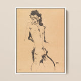 Male Nude Lithograph - Egon Schiele Art Print / Canvas, Egon Schiele Art, Hunger Pressed, Male Nude Lithograph
