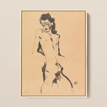 Male Nude Lithograph - Egon Schiele Art Print / Canvas, Egon Schiele Art, Hunger Pressed, Male Nude Lithograph