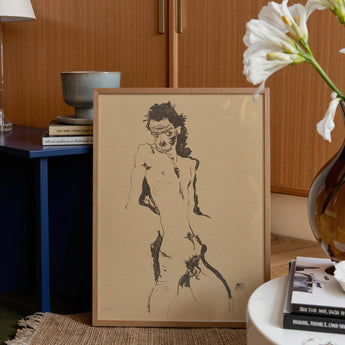Male Nude Lithograph - Egon Schiele Art Print / Canvas, Egon Schiele Art, Hunger Pressed, Male Nude Lithograph