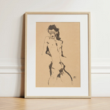 Male Nude Lithograph - Egon Schiele Art Print / Canvas, Egon Schiele Art, Hunger Pressed, Male Nude Lithograph