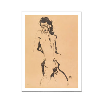 Litografía de desnudo masculino - Lámina artística de Egon Schiele / Lienzo, 12x16’’ / 31x41cm / Sin marco / Borde blanco, Pósters, láminas y obra visual, Toby