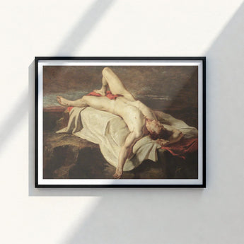 Black-framed Art Print Classical Nude Painting Two Figures William Etty Fine