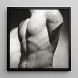 Male Nude Marble Torso Art Print / Canvas, 12x12’’ / 31x31cm / Black Frame, Posters Prints & Visual Artwork, Toby Leon