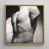 Male Nude Marble Torso Art Print / Canvas, 12x12’’ / 31x31cm / Natural Frame, Posters Prints & Visual Artwork, Toby Leon