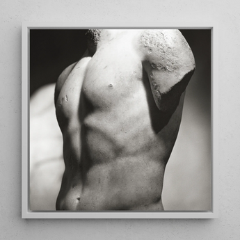 Male Nude Marble Torso Art Print / Canvas, 12x12’’ / 31x31cm / White Frame, Posters Prints & Visual Artwork, Toby Leon