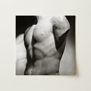 Male Nude Marble Torso Art Print / Canvas Black-and-white Photographic Classical Sculpture Defined, Roman Fragment, Photography Collapses,