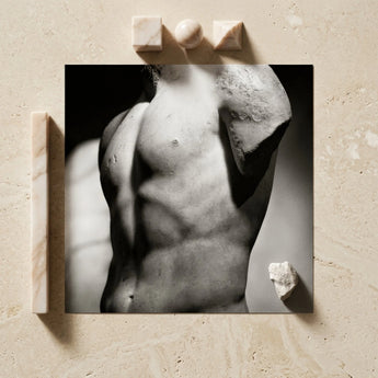 Male Nude Marble Torso Art Print / Canvas Black-and-white Photographic Classical Sculpture Upper, Roman Fragment, Photography Collapses,