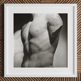 Male Nude Marble Torso Art Print / Canvas White-framed Black-and-white Photographic Classical Statue’s, Roman Fragment, Photography