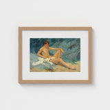 Male Nude Reclining on Rocks - Henry Scott Tuke Art Print / Canvas, Paints, Bronzed Flesh Tones Prints