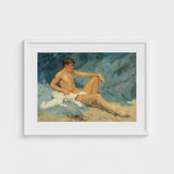 Male Nude Reclining on Rocks - Henry Scott Tuke Art Print / Canvas, Paints, Bronzed Flesh Tones Prints